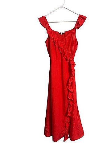 Madewell Ruffled Wrap Maxi Dress Casual Dress (view 2)