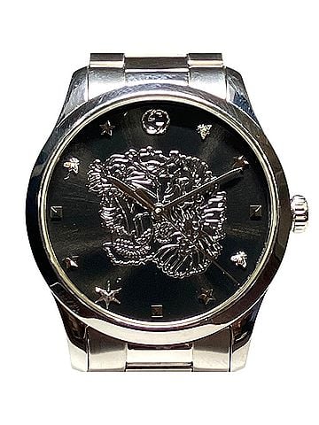 Gucci Gucci G-Timeless watch, total weight 99g, stainless steel, quartz movement, black dial, 126.4 (view 1)