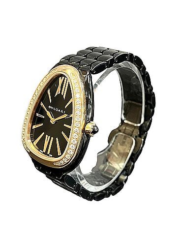 Bvlgari Bulgari BVLGARI Serpenti Seduttori Watch, Total Weight 62.4g, Stainless Steel, Diamond, Quartz, Black Dial, 103706 (view 2)