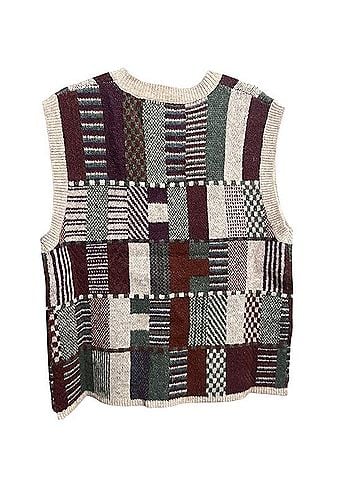Pol V-Neck Block Pattern Relaxed Fit Sweater Vest Sweater Vest (view 2)