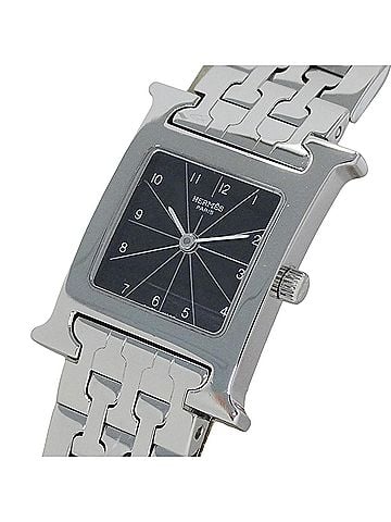 Hermès Hermes HERMES Women's Watch Brand H-Watch Quartz QZ Stainless Steel SS HH1.210 Silver Black (view 1)