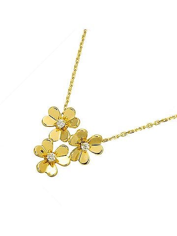 Van Cleef & Arpels Van Cleef &amp; Arpels Frivole Diamond 3-Flower Mini Necklace 42cm 18K Yellow Gold 750 (view 1)