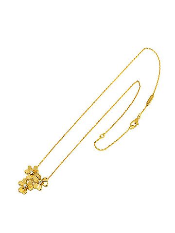 Van Cleef & Arpels Van Cleef &amp; Arpels Frivole Diamond 3-Flower Mini Necklace 42cm 18K Yellow Gold 750 (view 2)