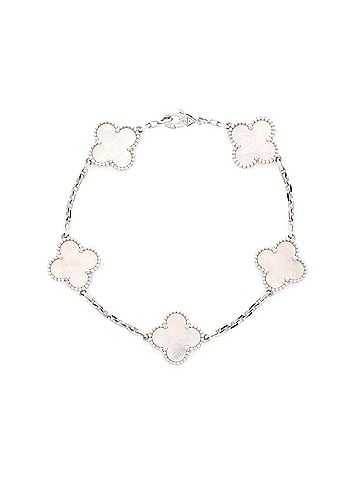Van Cleef & Arpels Vintage Alhambra 5 Motifs Bracelet 18K White Gold and Mother of Pearl (view 1)