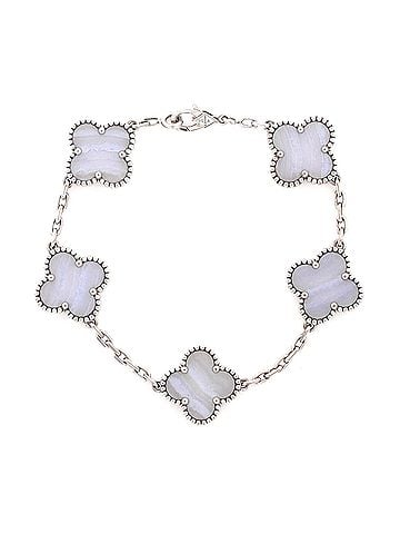 Van Cleef & Arpels Vintage Alhambra 5 Motifs Bracelet 18K White Gold and Chalcedony (view 1)