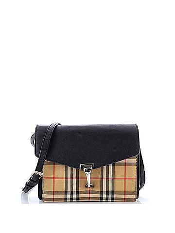 Burberry Macken Crossbody Bag Leather and Vintage Check Canvas Small (view 1)