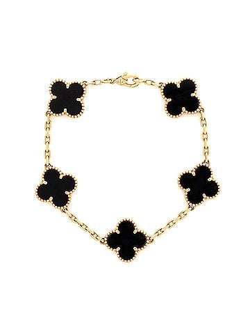 Van Cleef & Arpels Vintage Alhambra 5 Motifs Bracelet 18K Yellow Gold and Onyx (view 1)