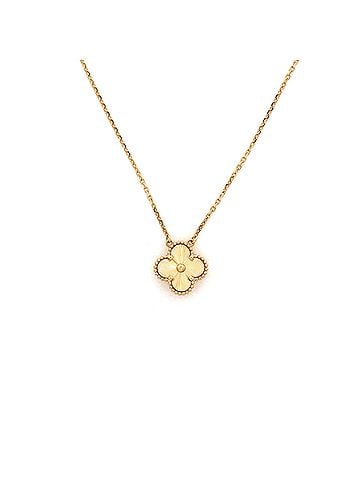 Van Cleef & Arpels Vintage Alhambra Pendant Necklace Guilloche 18K Yellow Gold (view 1)