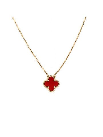 Van Cleef & Arpels Vintage Alhambra Pendant Necklace 18K Yellow Gold and Carnelian (view 1)