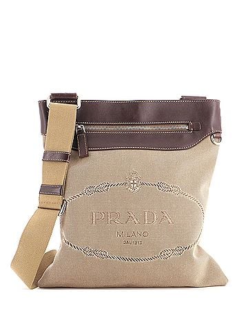 Prada Logo Messenger Bag Canvas with Leather Medium (view 1)