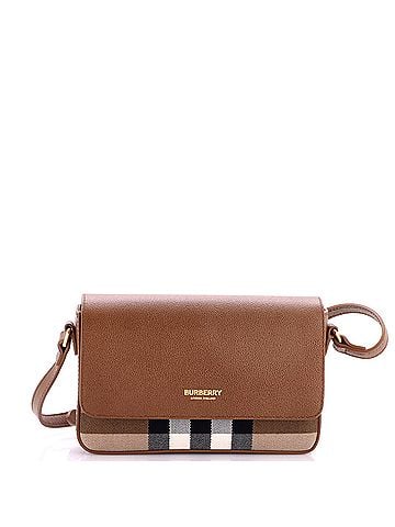 Burberry New Hampshire Shoulder Bag House Check Canvas and Leather Small (view 1)