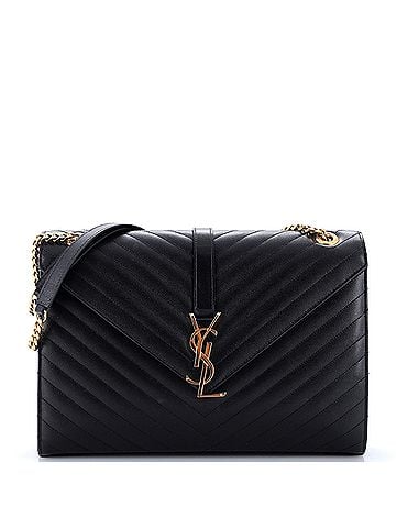 Saint Laurent Classic Monogram Envelope Satchel Matelasse Chevron Leather Large (view 1)