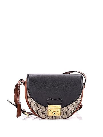 Gucci Padlock Saddle Shoulder Bag GG Coated Canvas and Leather Small (view 1)