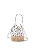 Prada Tan White Drawstring Bucket Bag Printed Canvas and Wicker Small One size - photo 1