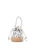 Prada Tan White Drawstring Bucket Bag Printed Canvas and Wicker Small One size - photo 3