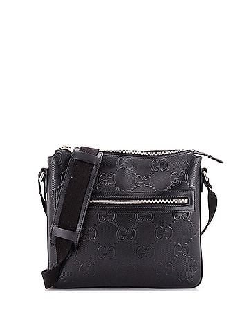 Gucci Front Zip Messenger GG Embossed Perforated Leather Small (view 1)