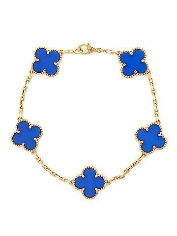 Van Cleef & Arpels Vintage Alhambra 5 Motifs Bracelet 18K Yellow Gold and Agate (view 1)