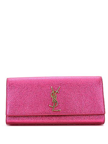 Saint Laurent Classic Monogram Clutch Metallic Calfskin Long (view 1)