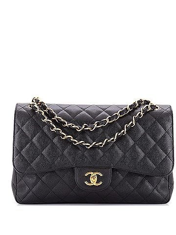 Chanel Vintage Classic Double Flap Bag Quilted Caviar Jumbo (view 1)