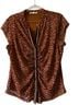 DR2 100% Polyester Floral Brown Pink Short Sleeve T-Shirt Size L - photo 1