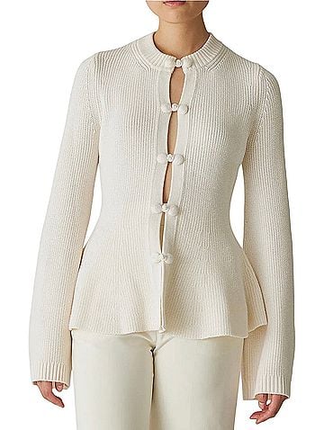 Rebecca Taylor Novelty Wool Peplum Cardigan (view 1)