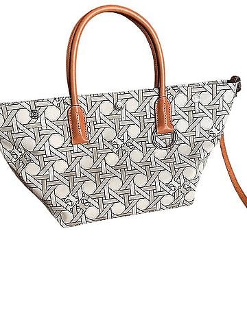 Tory Burch Nylon Canvas Basketweave Logo Small Tote Bag Tote (view 1)