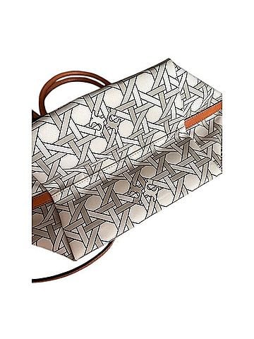 Tory Burch Nylon Canvas Basketweave Logo Small Tote Bag Tote (view 2)