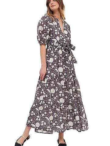 Oliphant Puff Sleeve Tiered Floral Maxi Dress Casual Dress (view 1)