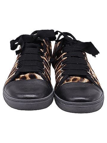 Lanvin Lanvin Leopard-Print Low-Top Sneakers in Brown Pony Hair (view 2)