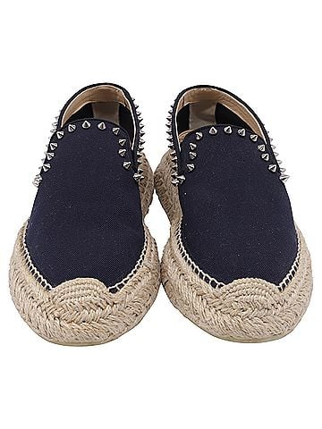 Christian Louboutin Christian Louboutin Espaboat Espadrille Shoes in Navy Blue Canvas (view 2)