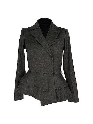 Oscar De La Renta Oscar De La Renta Peplum Blazer in Grey Wool (view 1)