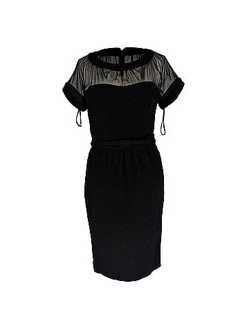 Oscar De La Renta Oscar De La Renta Midi Dress in Black Wool (view 1)