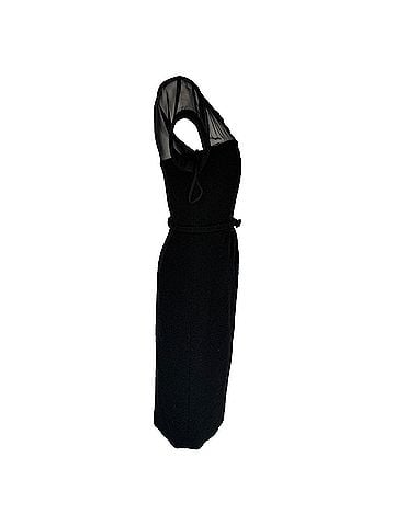 Oscar De La Renta Oscar De La Renta Midi Dress in Black Wool (view 2)