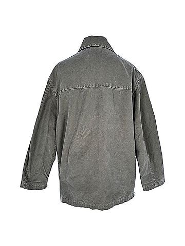 Nili Lotan Nili Lotan Connor Button-Down Denim Jacket in Olive Cotton (view 2)