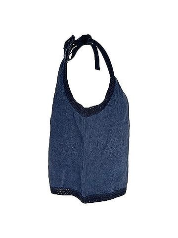 Ulla Johnson Ulla Johnson Halterneck Top in Navy Blue Linen (view 2)