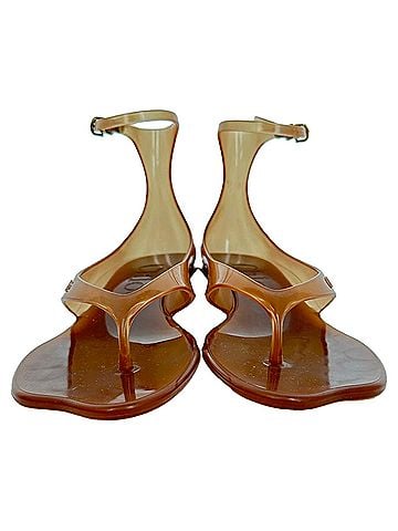 Chloé Chloé Ankle Strap Thong Sandals in Brown Rubber (view 2)