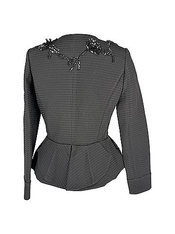 Oscar De La Renta Oscar De La Renta Embellished Evening Jacket in Grey Acetate (view 2)