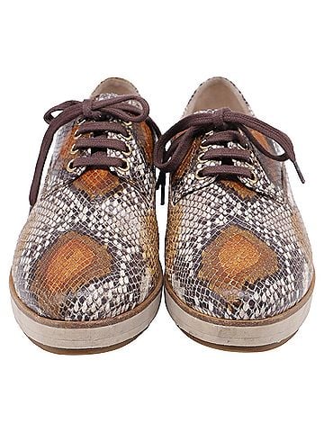 Miu Miu Miu Miu Snakeskin-Embossed Lace-Up Oxford Shoes in Multicolor Leather (view 2)