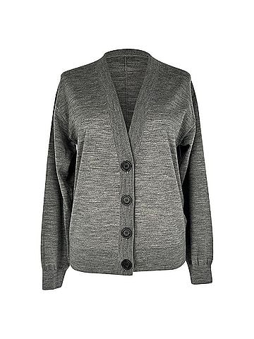 Burberry Burberry Vintage Check Elbow Patch Cardigan in Grey Merino Wool (view 1)