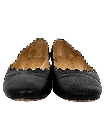 Chloé Chloé Lauren Scalloped Ballet Flats in Black Calf Leather (view 2)