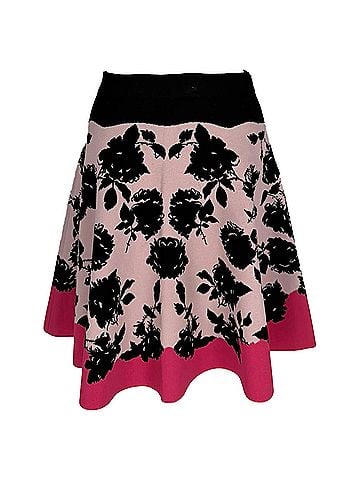 Alexander McQueen Alexander McQueen Rose-Jacquard Knit Flare Midi Skirt In Multicolor Viscose (view 1)
