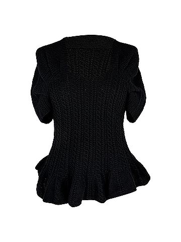 Oscar De La Renta Oscar De La Renta Cable Knit Sweater in Black Cashmere (view 1)