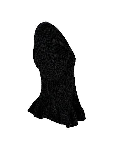 Oscar De La Renta Oscar De La Renta Cable Knit Sweater in Black Cashmere (view 2)