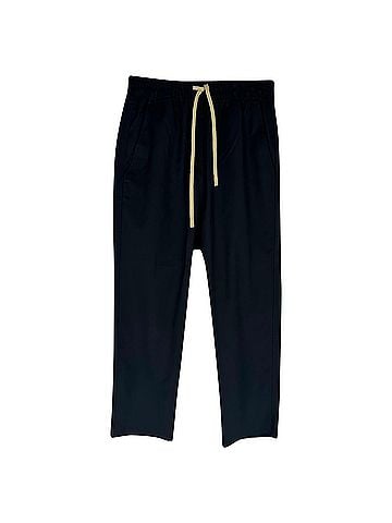 Nili Lotan Nili Lotan Drawstring Straight-Leg Trousers in Navy Blue Wool (view 1)