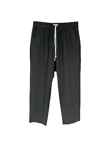 Nili Lotan Nili Lotan Drawstring Straight-Leg Trousers in Black Wool (view 1)