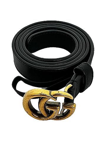 Gucci Gucci GG Marmont Buckled Thin Belt in Black Leather (view 1)