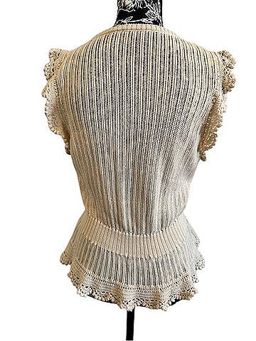 Paige Cream Knit Peplum Tank with Crochet Trim Tank Top (view 2)