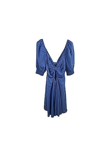 MISA Los Angeles Cornflower Blue Poppy Smocked Sleeve Mini Casual Dress (view 1)