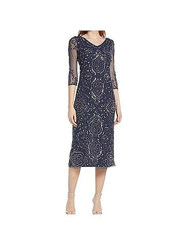 Pisarro Nights Beaded Mesh Column Cocktail Gown Cocktail Dress (view 1)