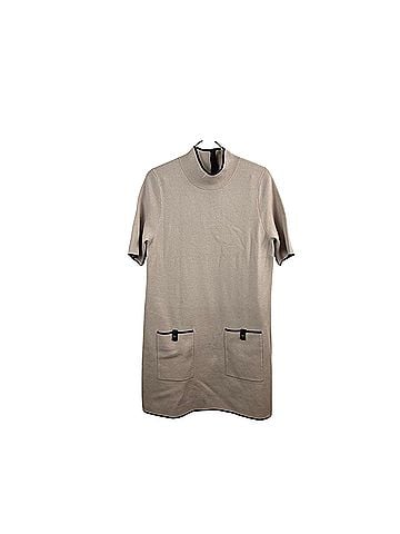 Maeve Beige Annalise Mock-Neck Sweater Casual Dress (view 1)